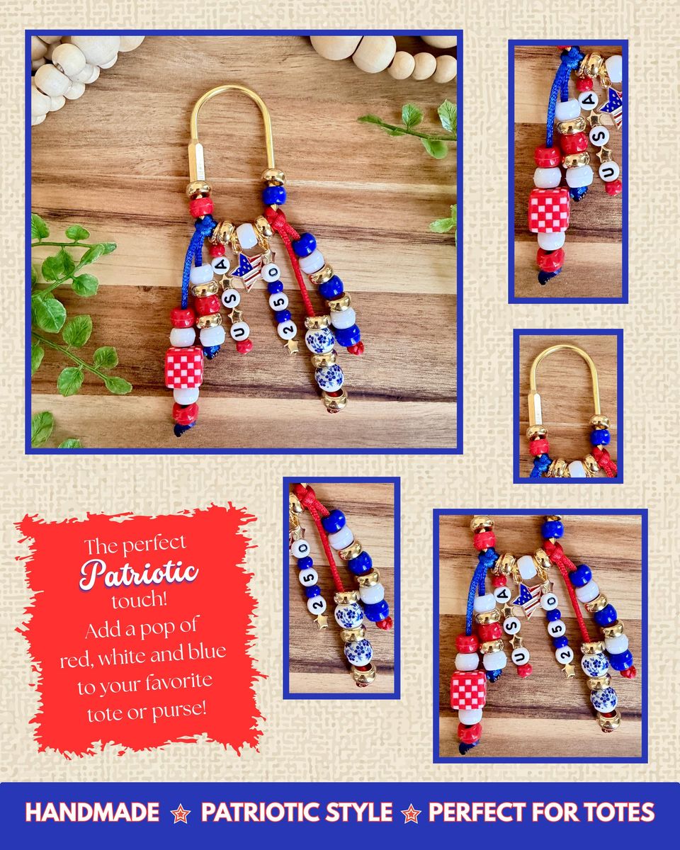 Blue Floral USA Bag Charm view 2