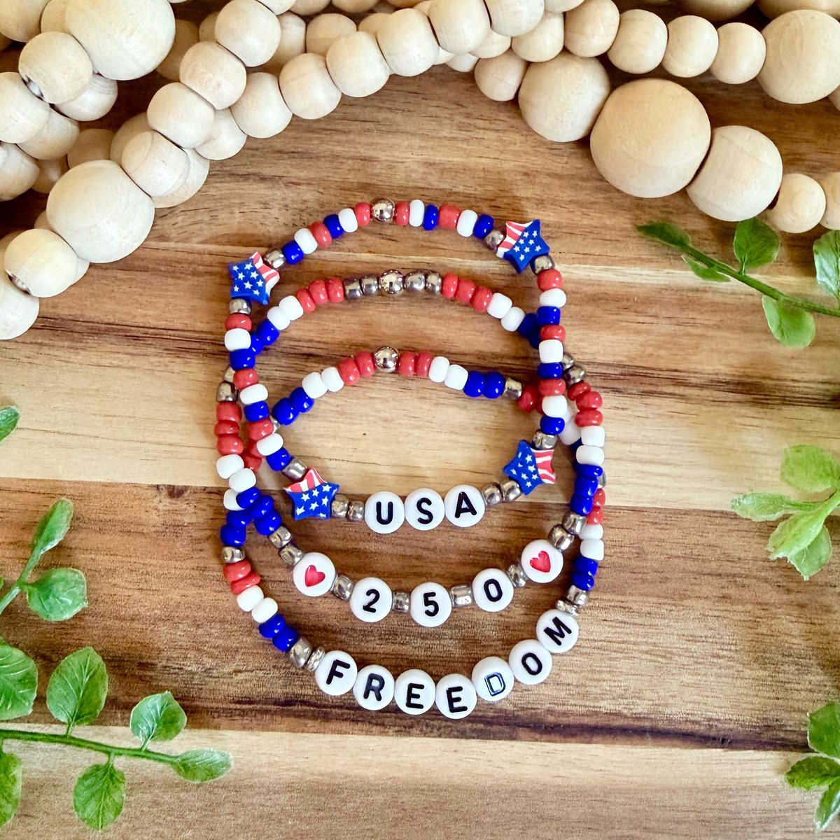 Red White & Blue Freedom Bracelet Stack