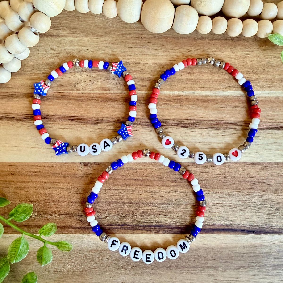 Red White & Blue Freedom Bracelet Stack view 2