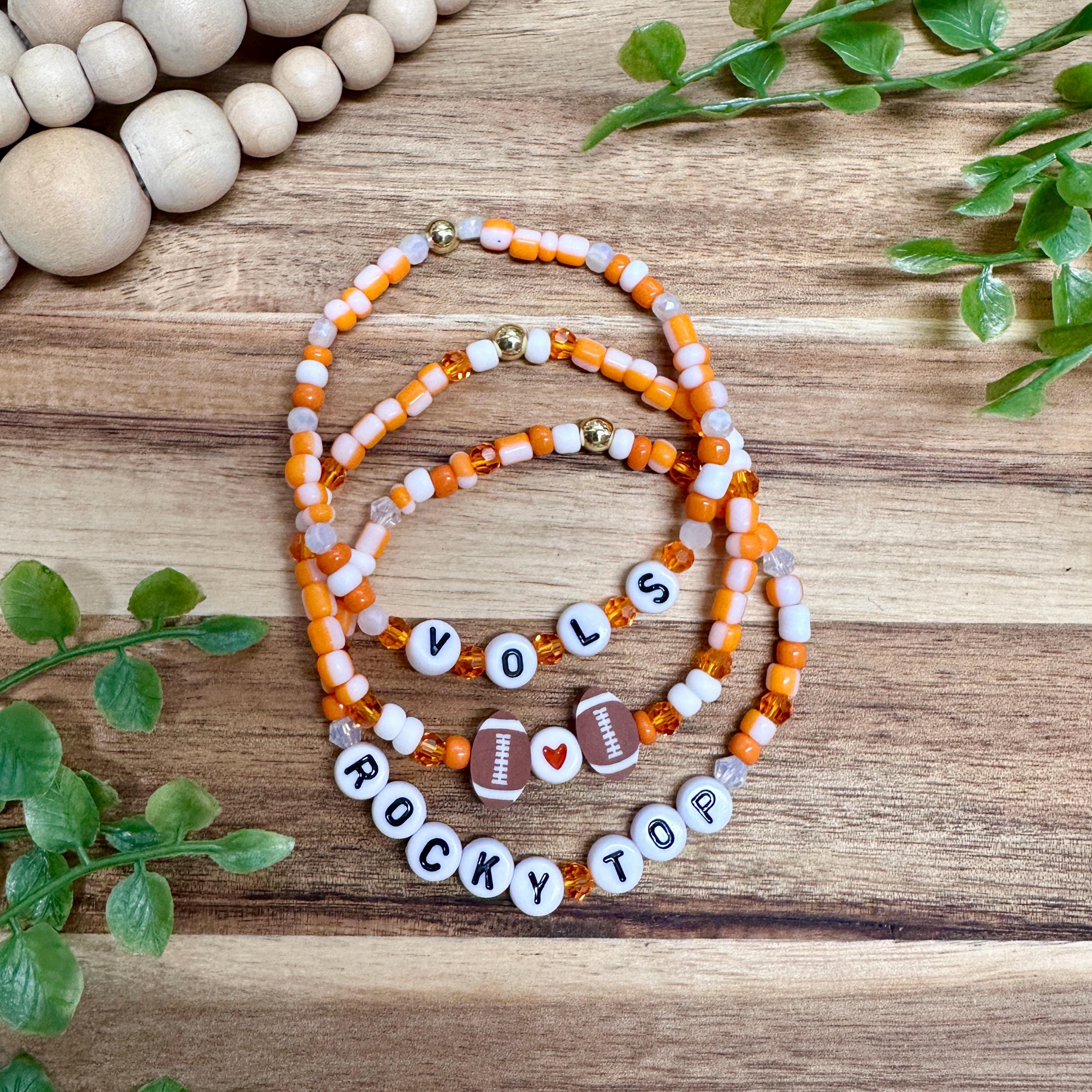 Rocky Top Beaded Bracelet Stack with Orange & White