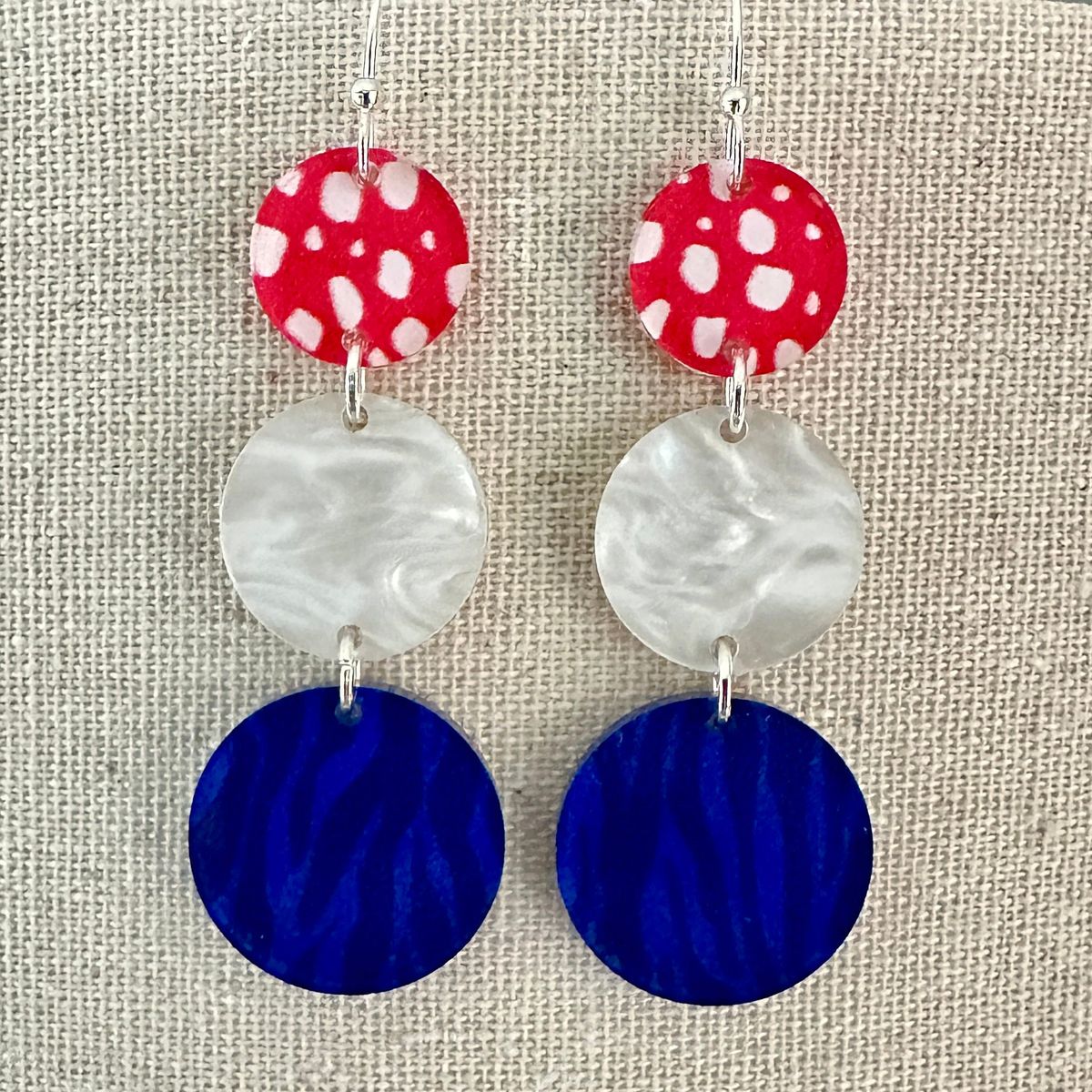Three Circle Dangle 4th of July Earrings view 2