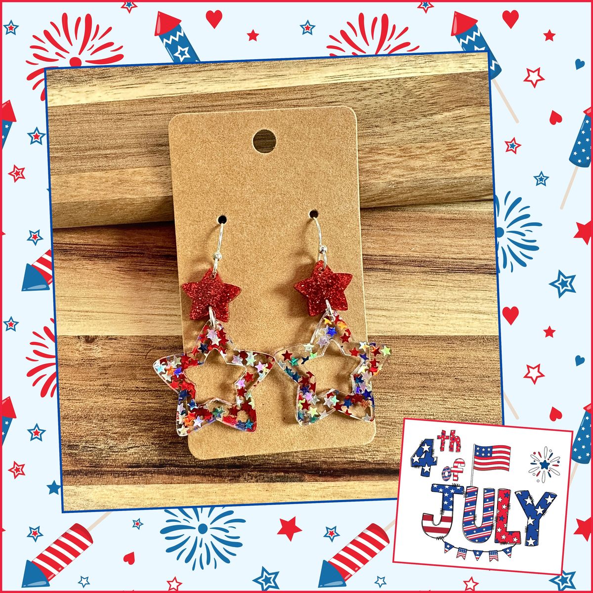 Patriotic Acrylic 4th of July Earrings