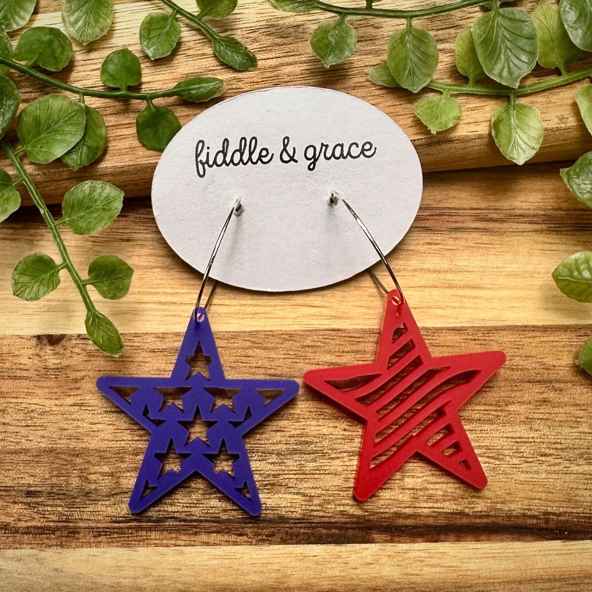 Red White Blue Hoop 4th of July Earrings