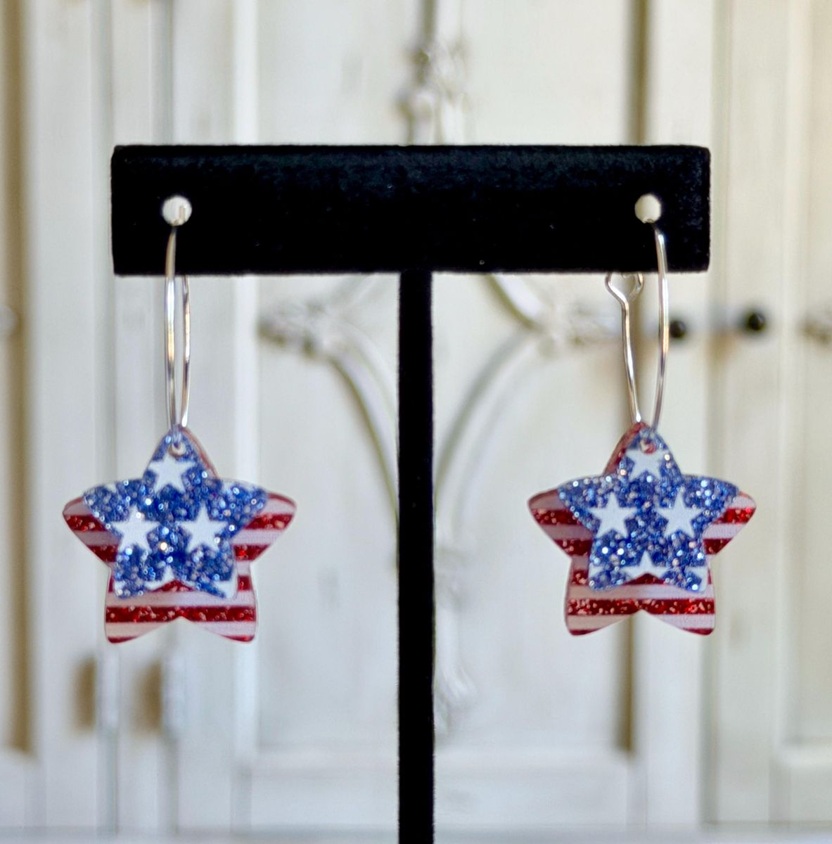 Patriotic Star Hoop Earrings