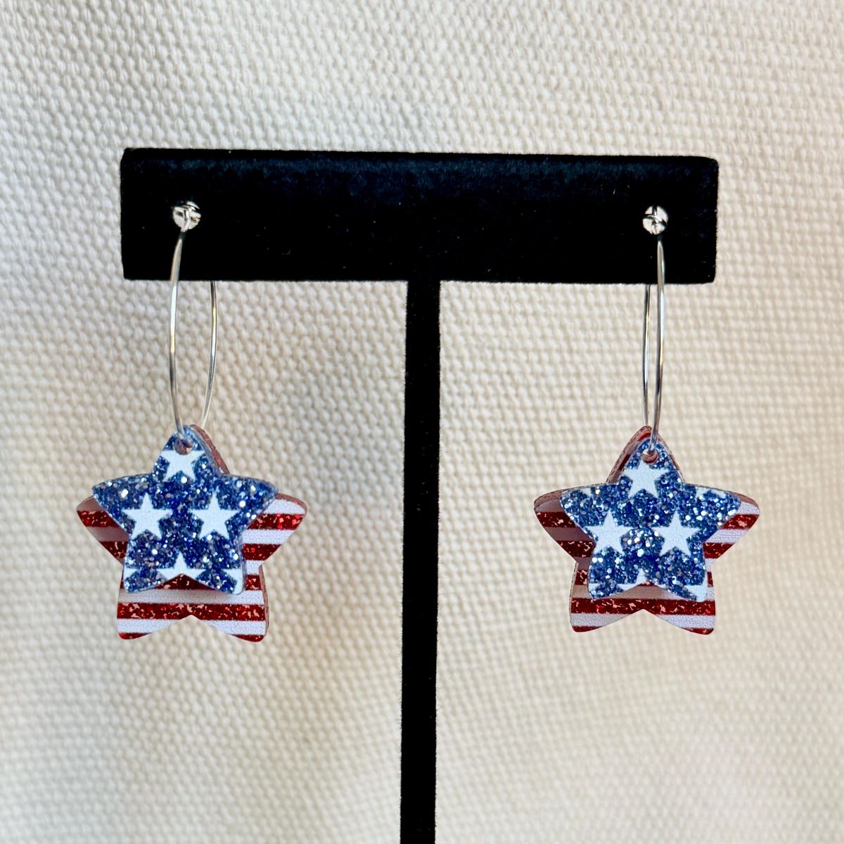 Patriotic Star Hoop Earrings view 2