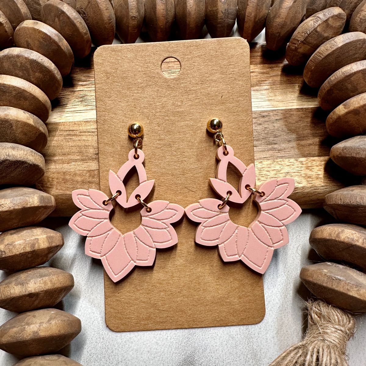 Matte Blush Pink Flower Petal Acrylic Earrings