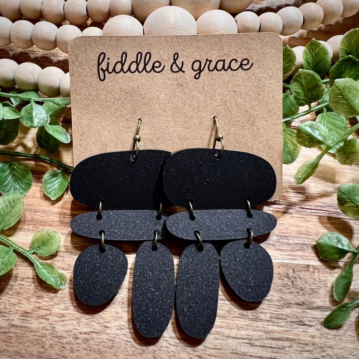 Black Layered Boho Statement Acrylic Earrings