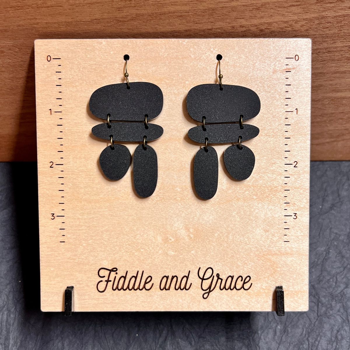 Black Layered Boho Statement Acrylic Earrings view 2