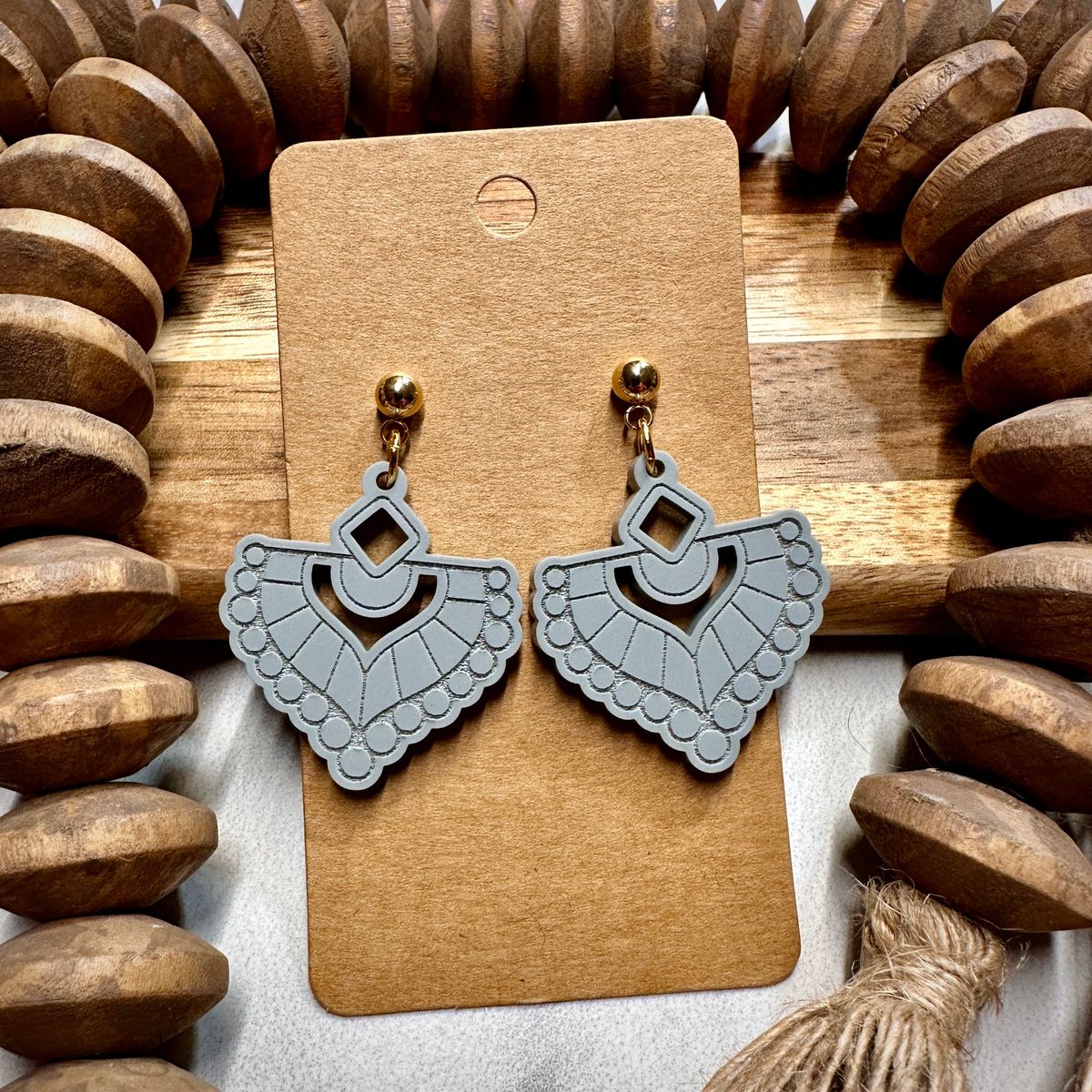 Sage Green Layered Tassel Boho Acrylic Earrings