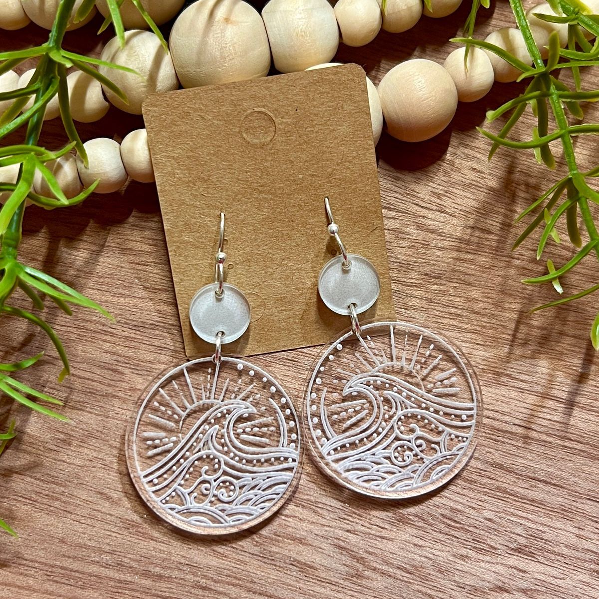 Ocean Blue Acrylic Dangle Earrings