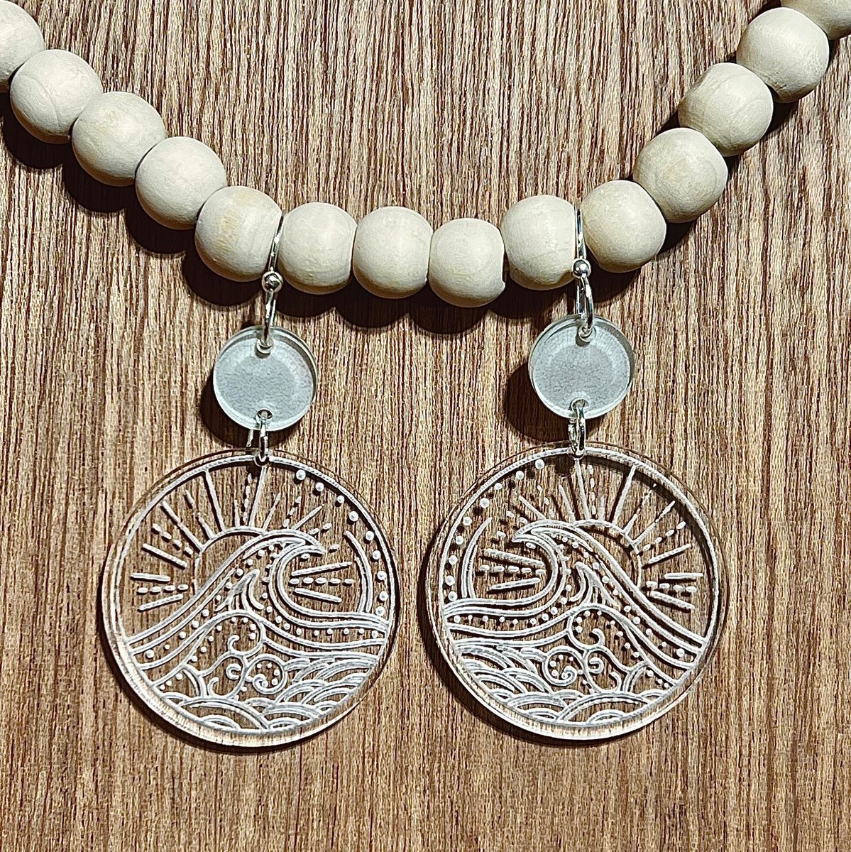 Ocean Blue Acrylic Dangle Earrings view 2