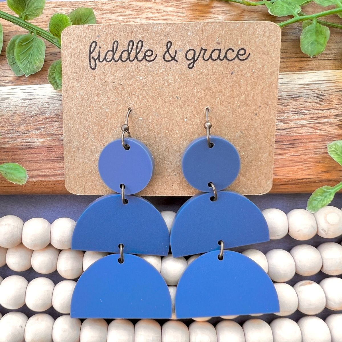 Cobalt Blue Acrylic Geometric Statement Earrings