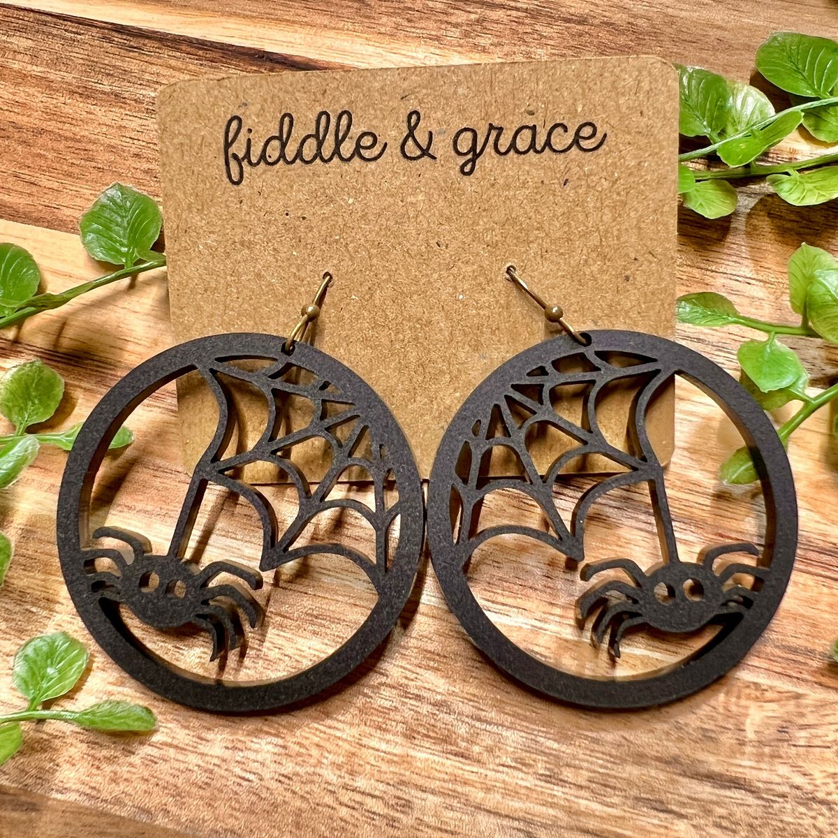 Halloween Spider Acrylic Dangle Earrings