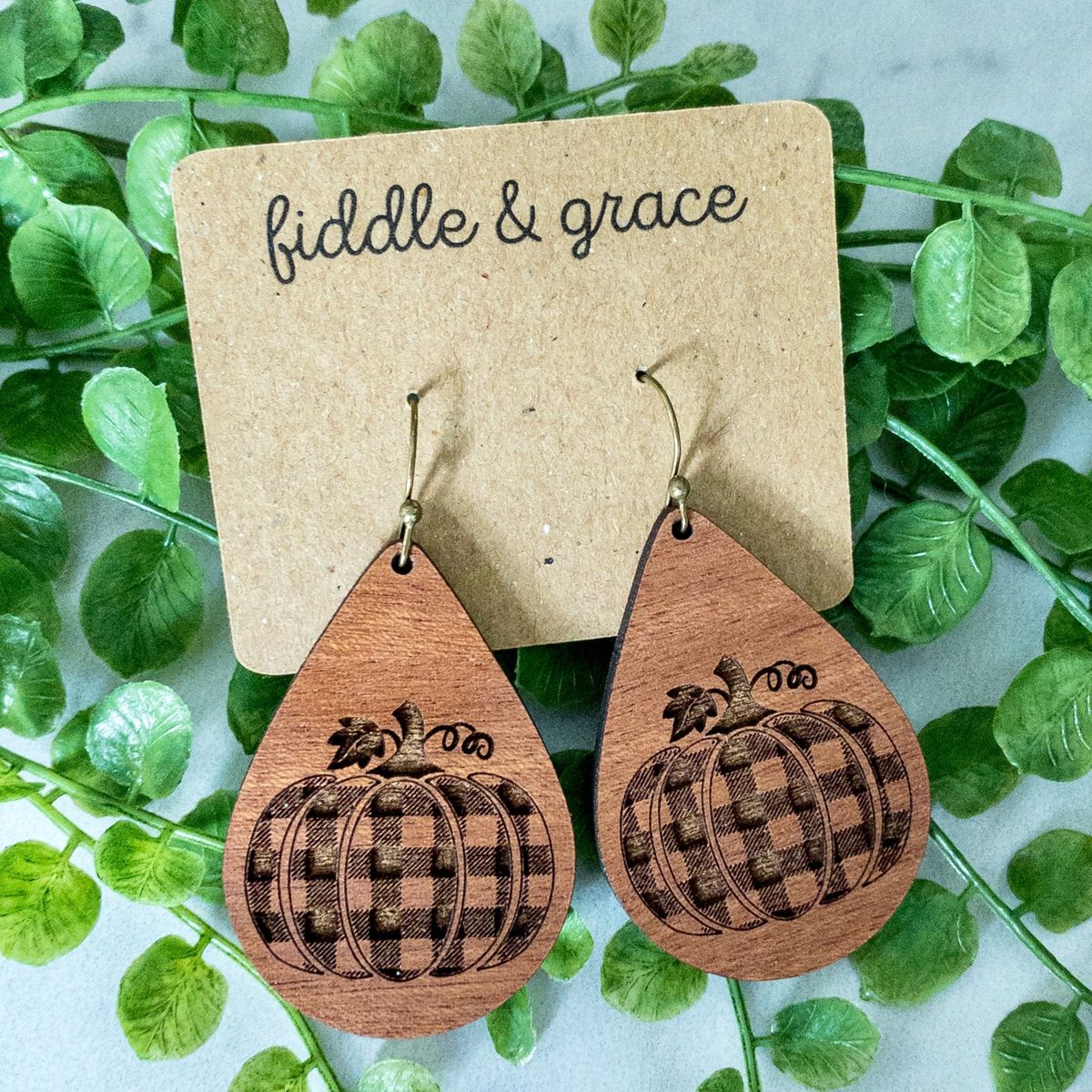 Buffalo Plaid Wood Statement Earrings