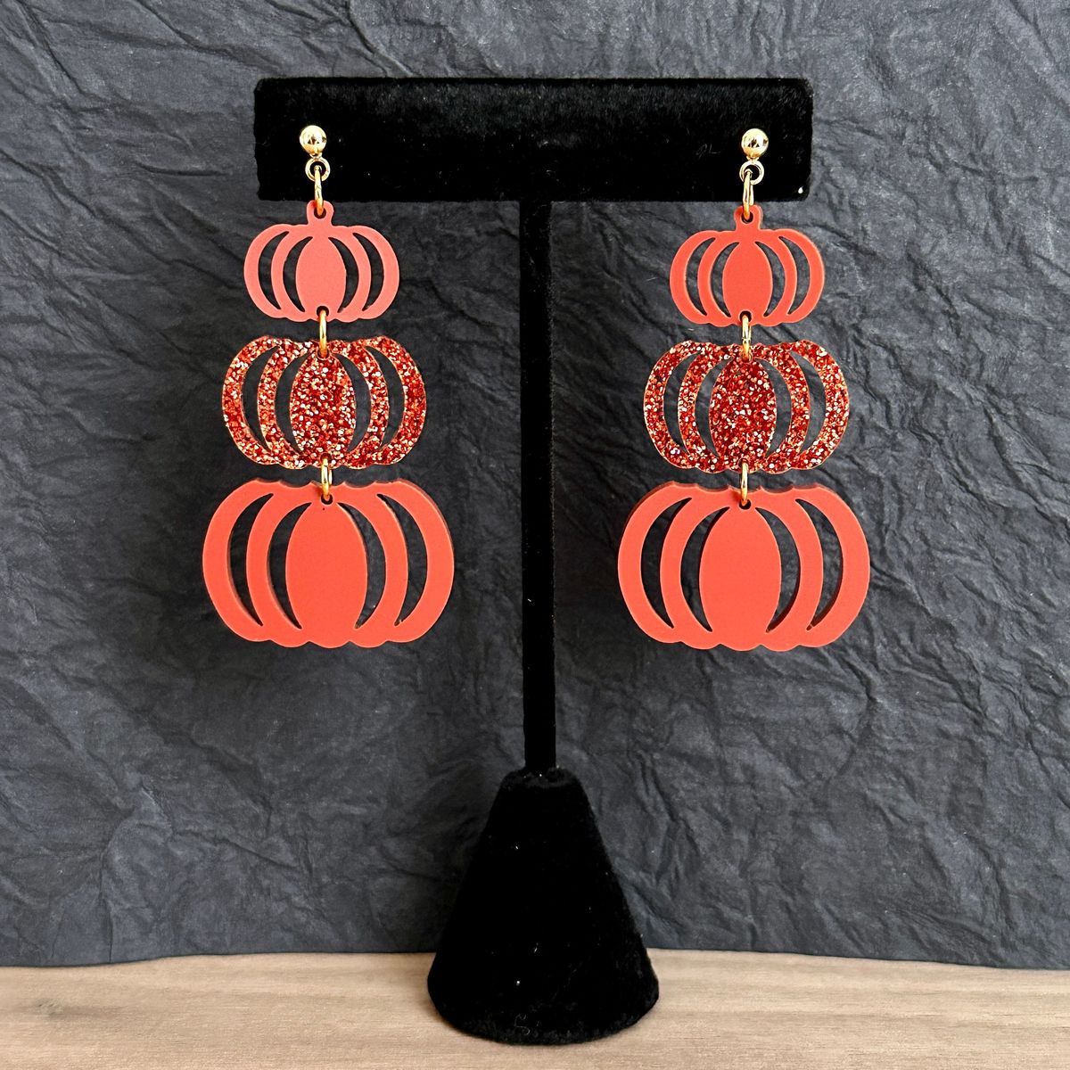 Pumpkin Halloween Earrings view 2