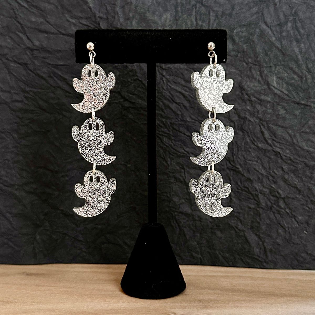 Halloween Ghost Dangle Acrylic Earrings view 2