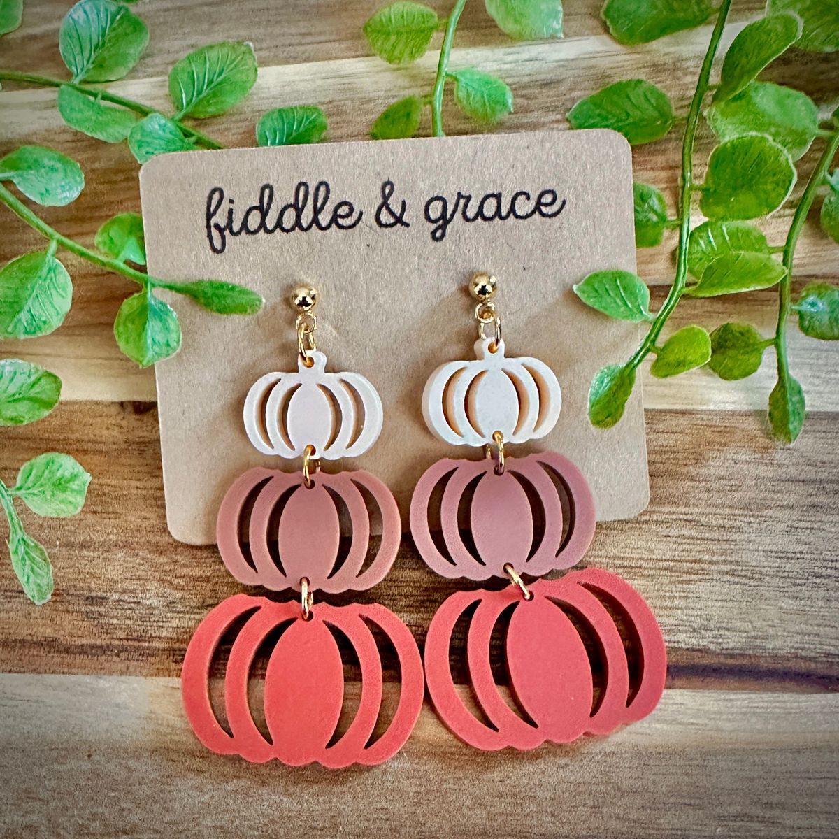 Tiered Pumpkin Stack Halloween Earrings
