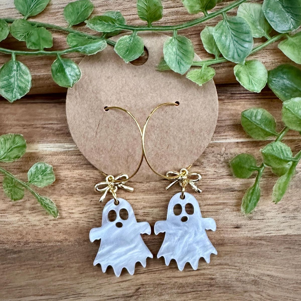 White Ghost Halloween Earrings