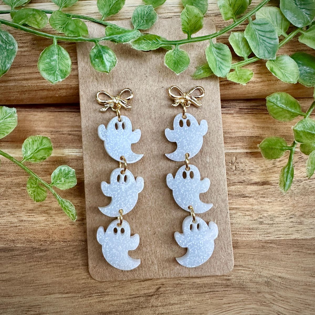 Triple Ghost Drop Halloween Earrings