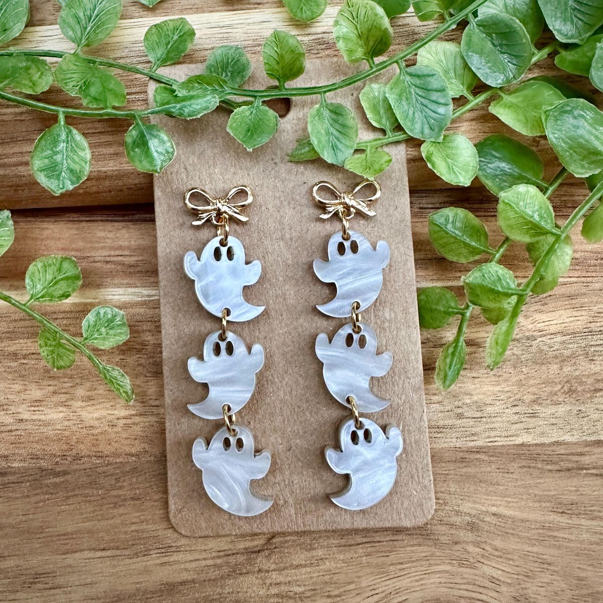 Stacked Ghost Halloween Earrings
