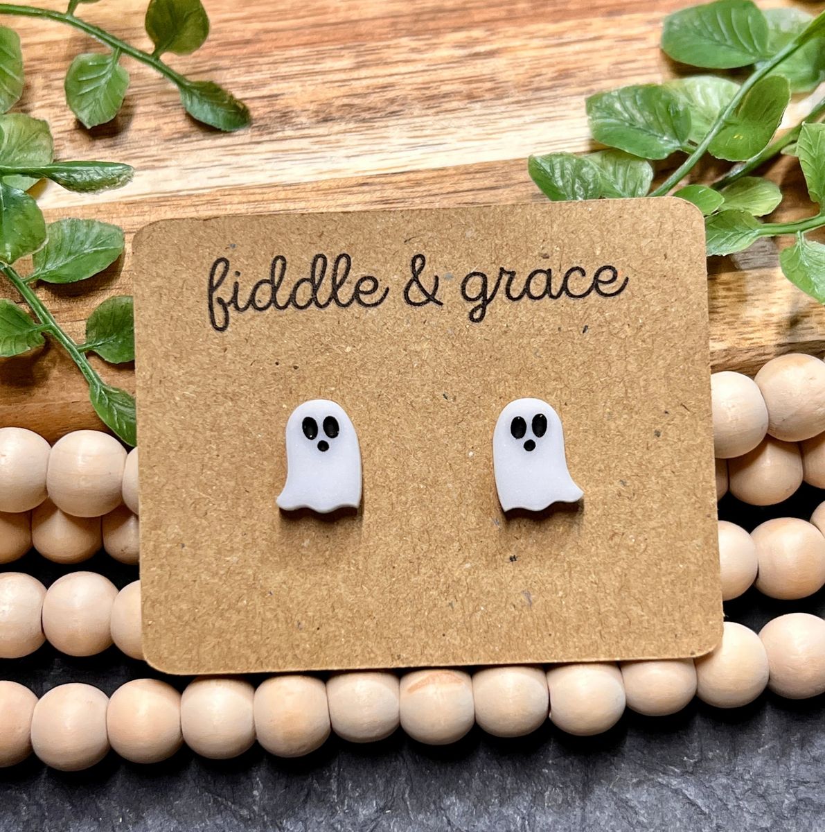 White Ghost Stud Halloween Earrings