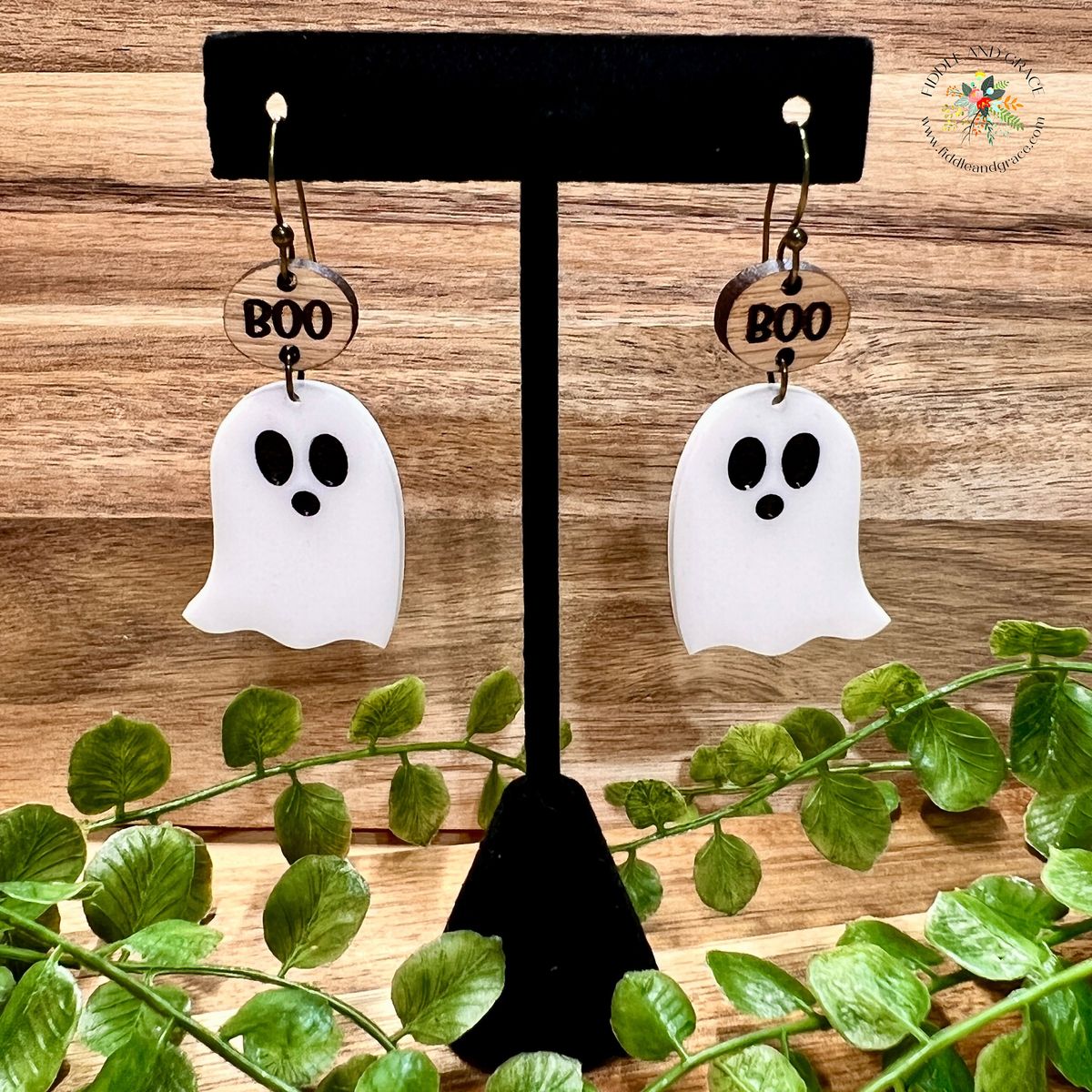 Boo Charm Ghost Halloween Earrings view 2