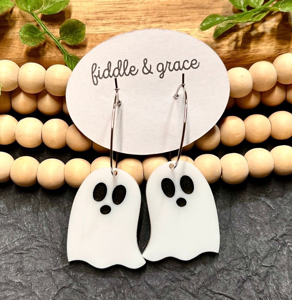 Solid White Ghost Halloween Earrings