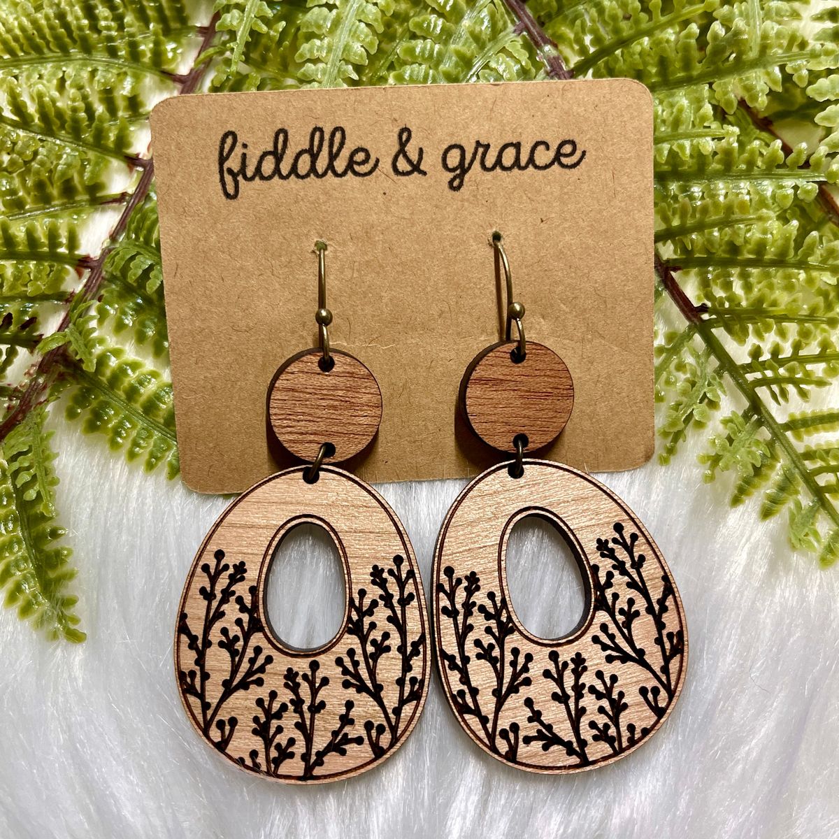 Hand Drawn Floral Flower Earrings