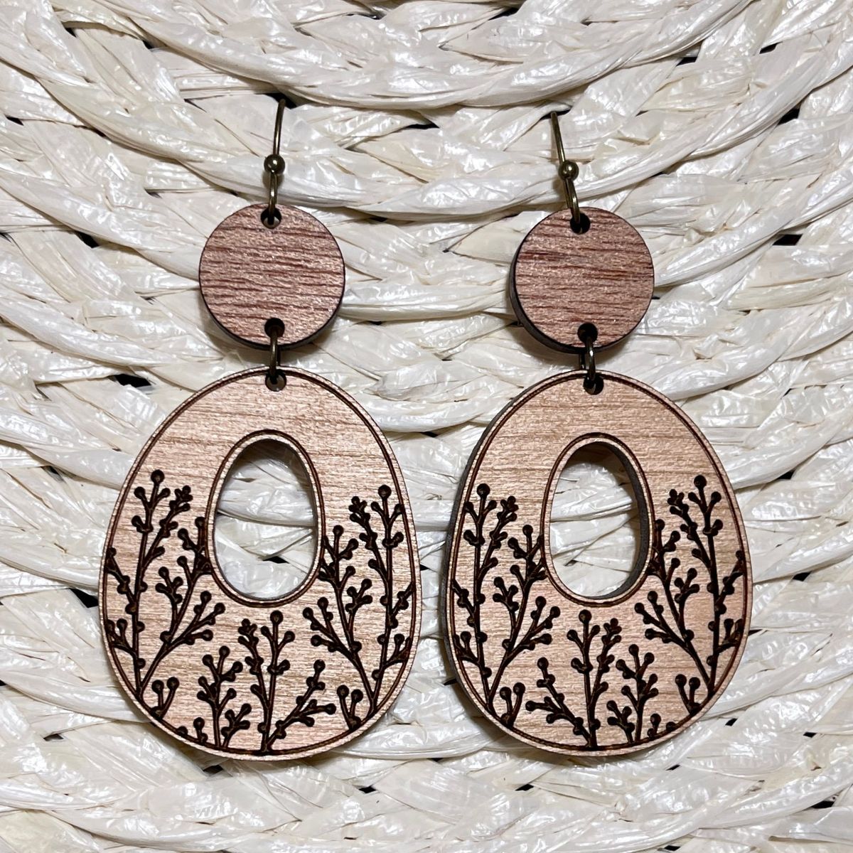 Hand Drawn Floral Flower Earrings view 2