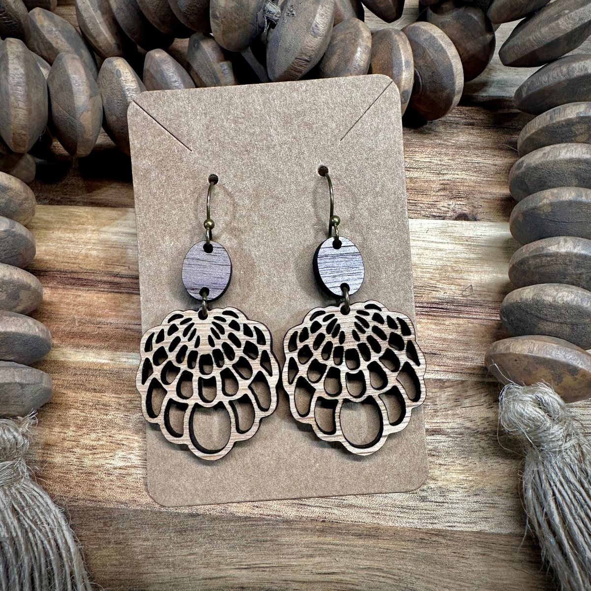 Floral inspired earrings Wood Jewelry
