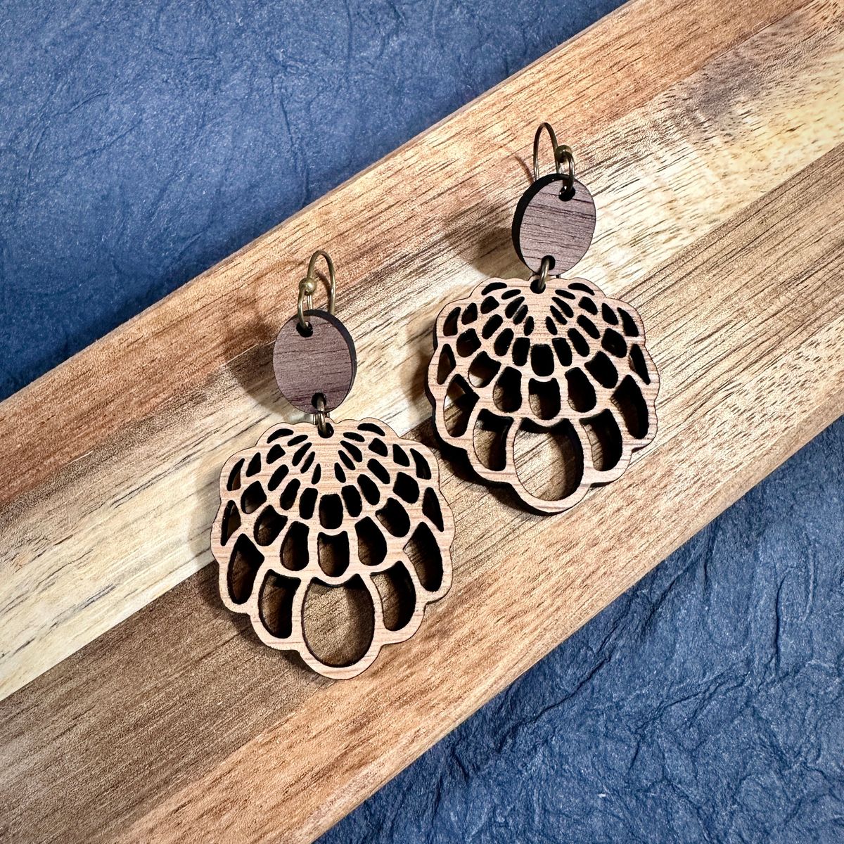 Floral inspired earrings Wood Jewelry view 2