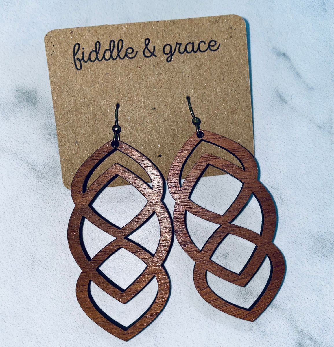 Interlocking Diamond Wood Earrings