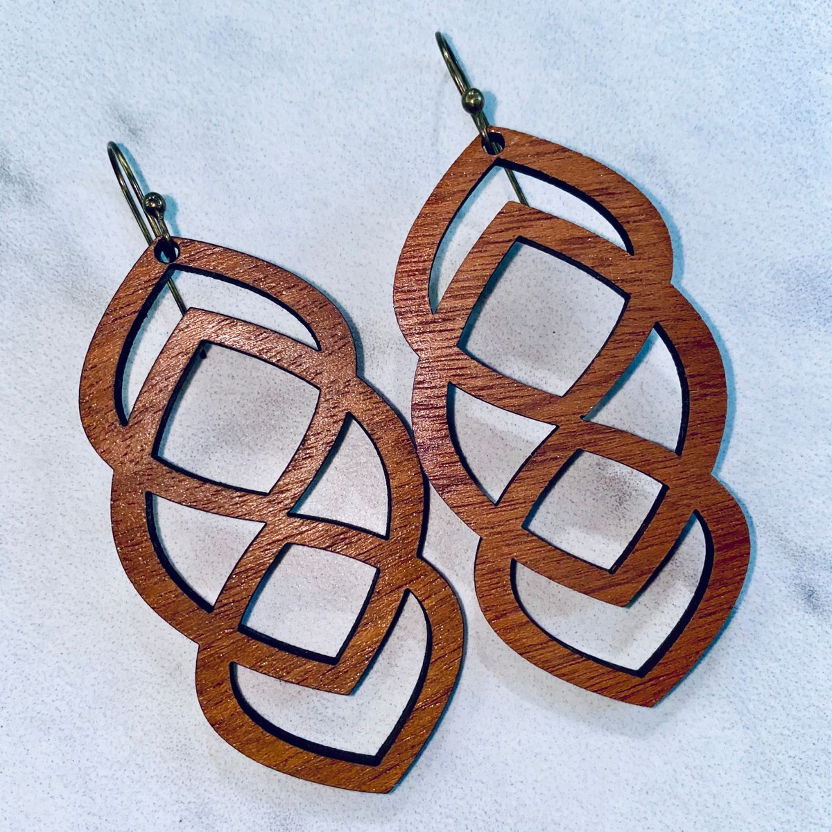 Interlocking Diamond Wood Earrings view 2
