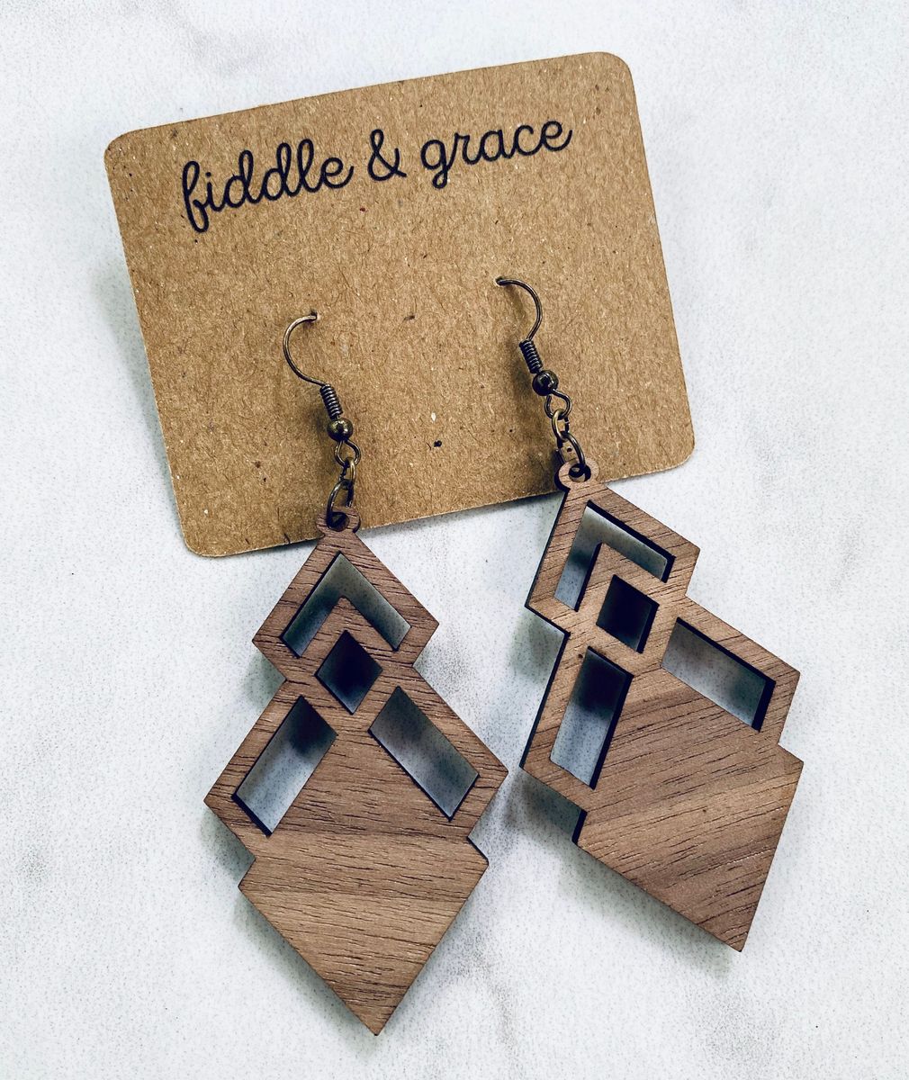 Chevron Stripe Wood Jewelry Earrings