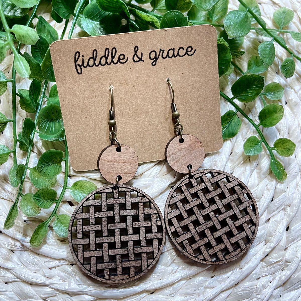 Diamond Cutout Basket Weave Earrings