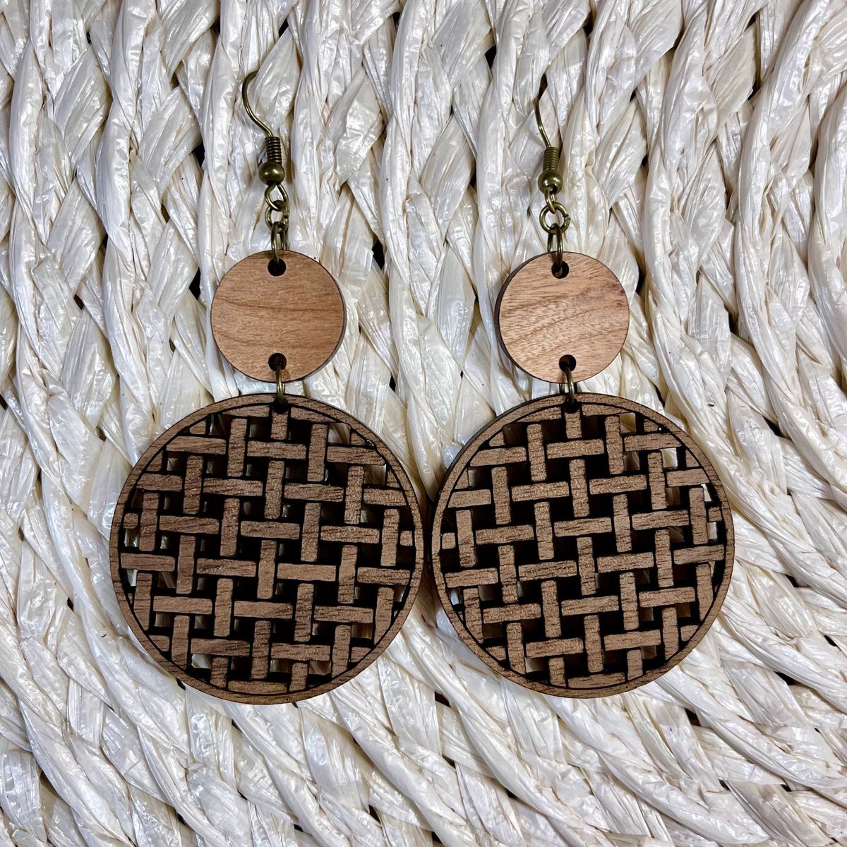 Diamond Cutout Basket Weave Earrings view 2