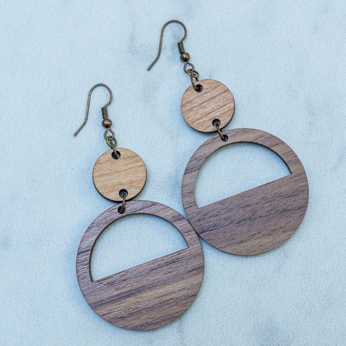 Hinge Wood Boho Dangle Earrings view 2