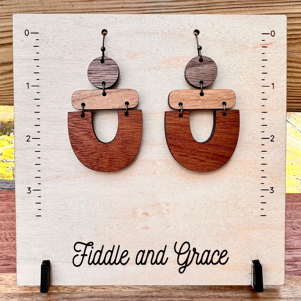 Geometric Cross Pattern Dangle Earrings view 2