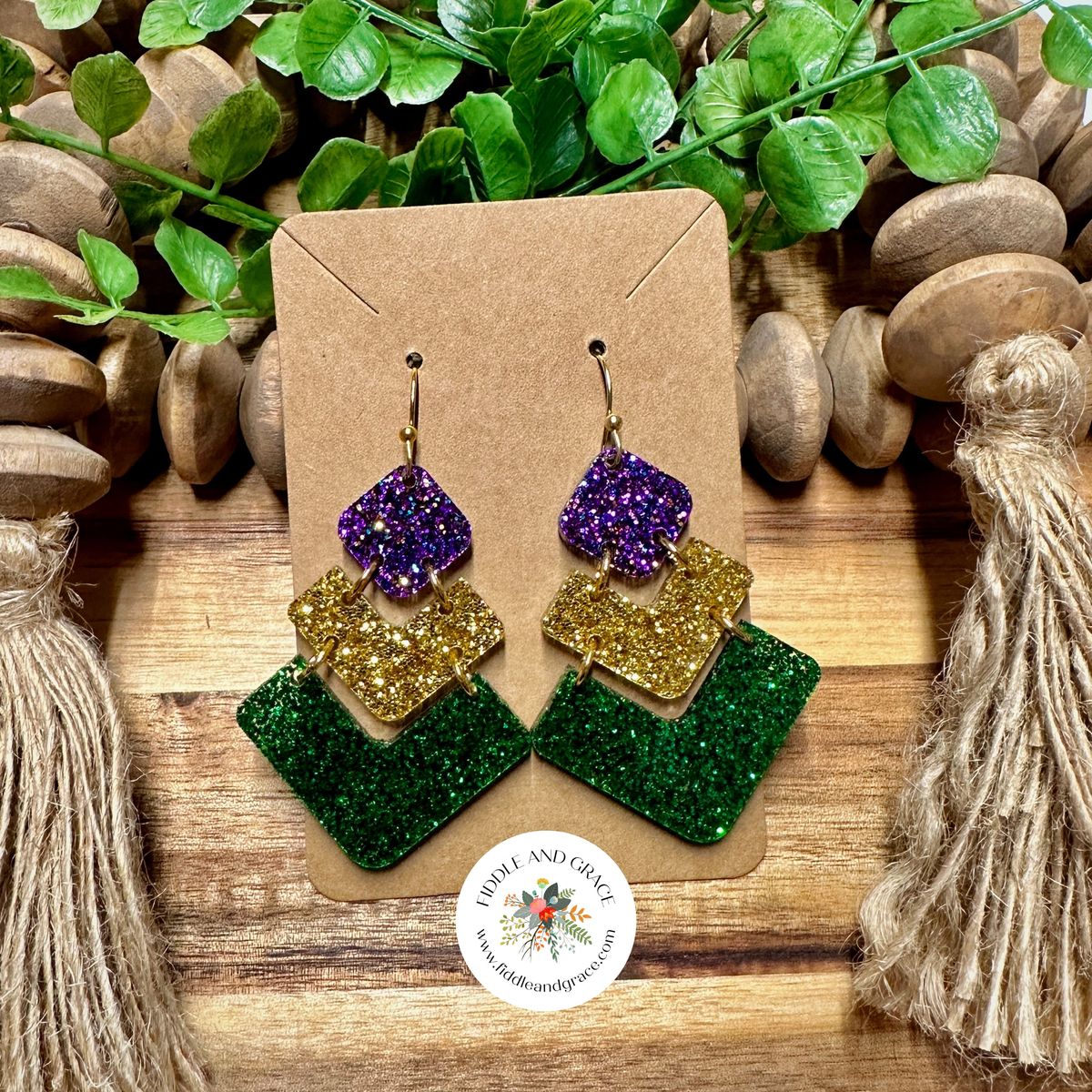 Colorful Acrylic Mardi Gras Earrings