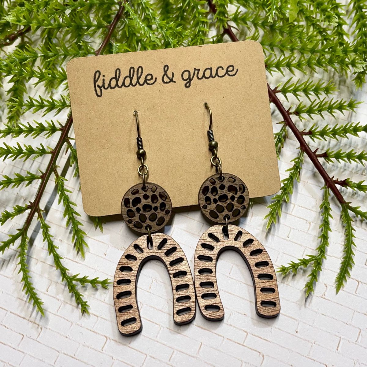 Rainbow Hinge Wood Dangle Earrings