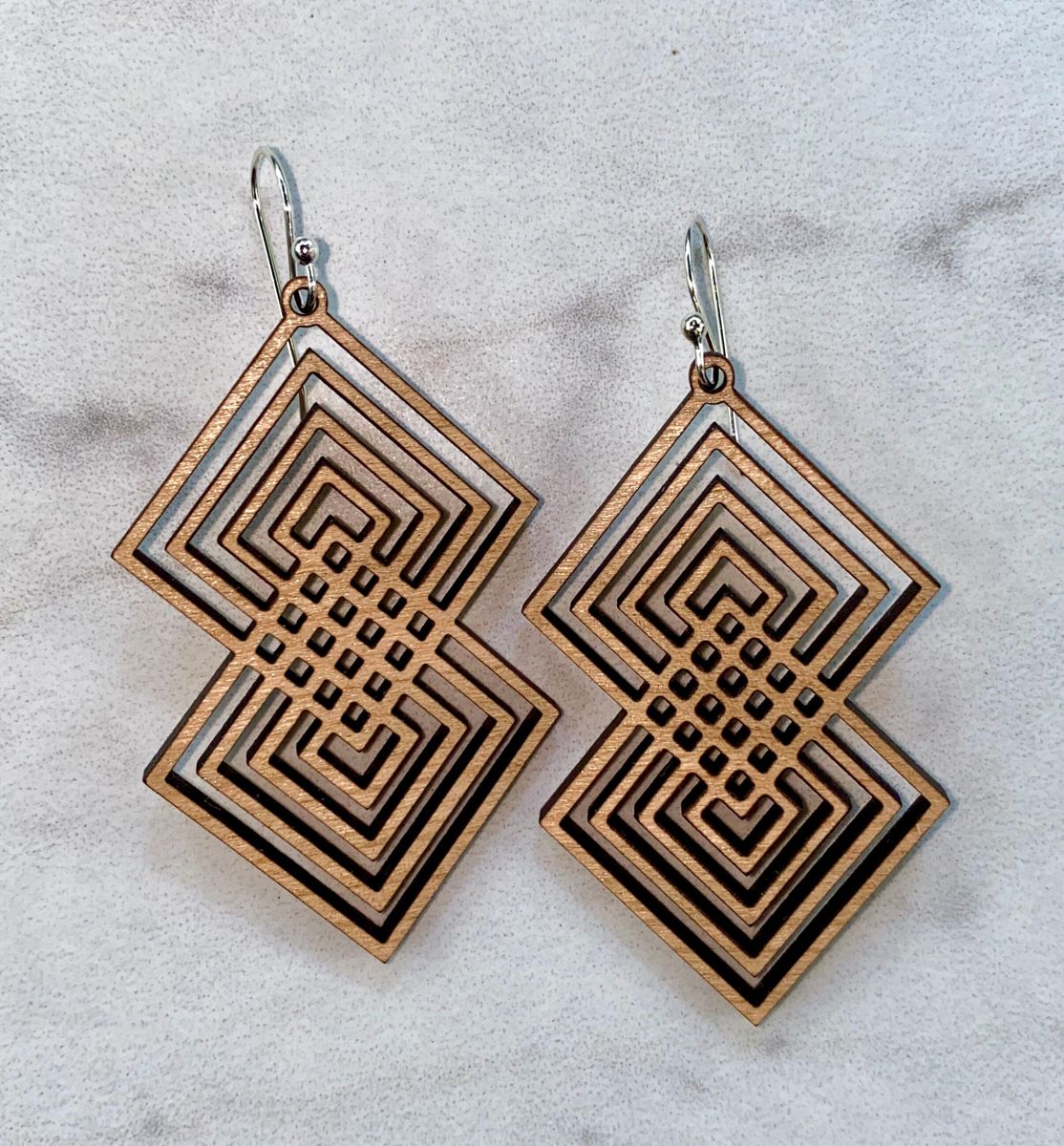 Walnut Square Nested Geometric Earrings view 2