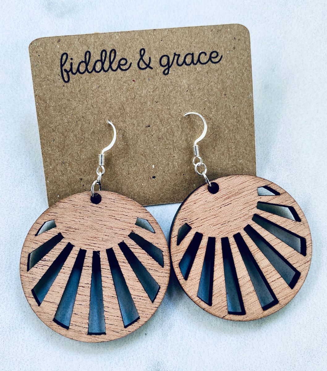 Sunburst Wood Statement Earrings