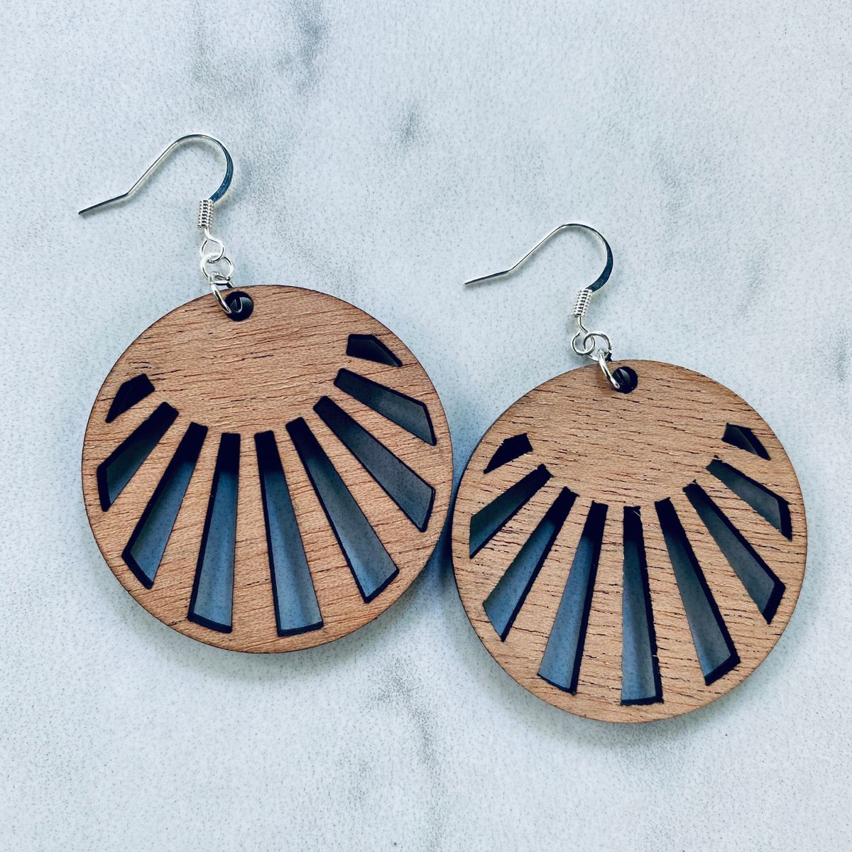Sunburst Wood Statement Earrings view 2