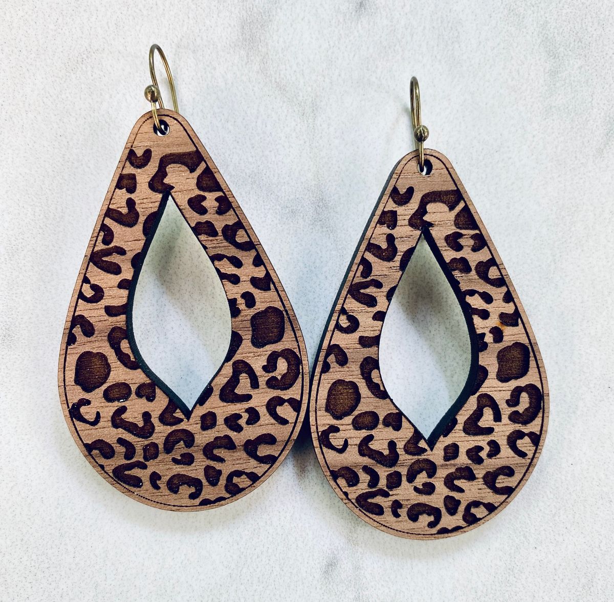 Leopard Print Teardrop Statement Earrings view 2