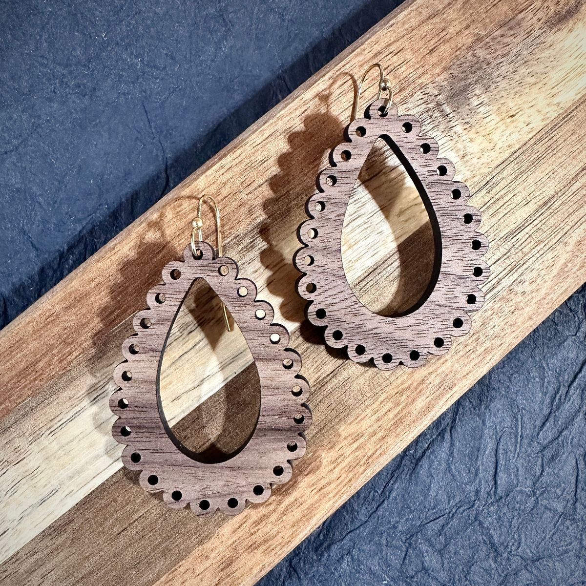 Lotus inspired earrings Wood Jewelry view 2
