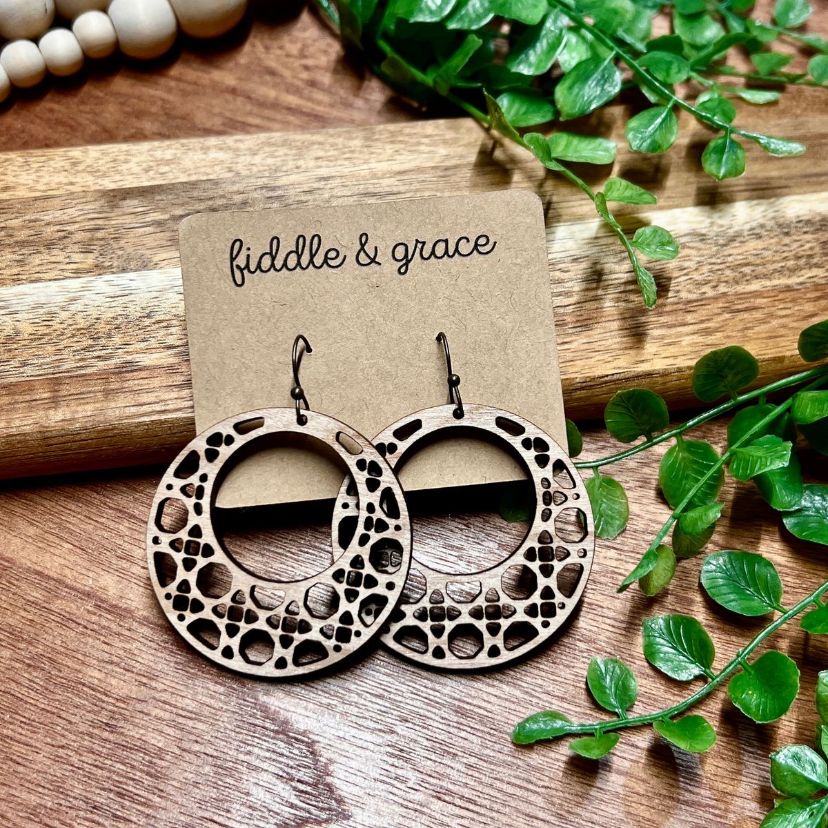 Round Open Circle Rattan Cane Earrings