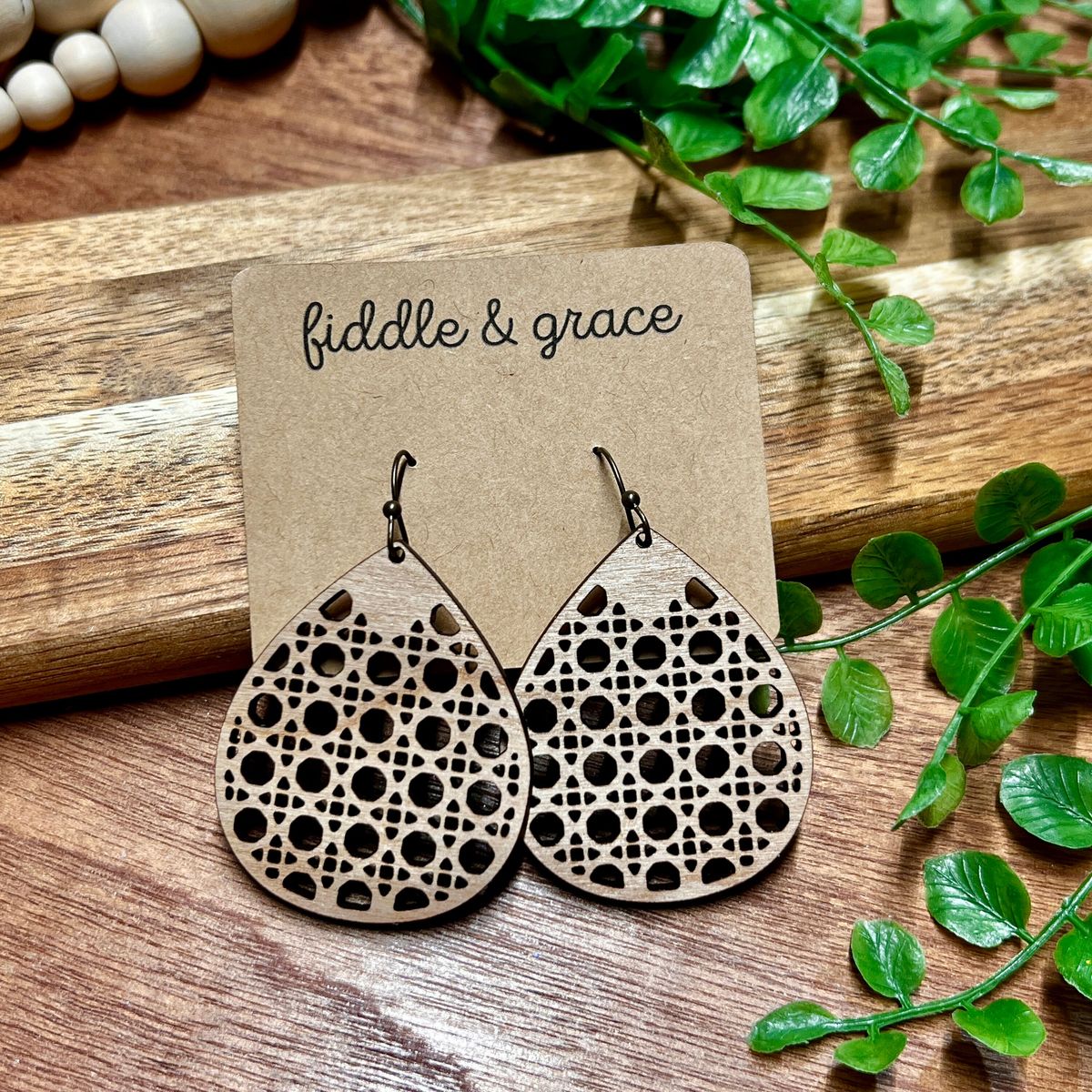 Teardrop Rattan Cane Earrings