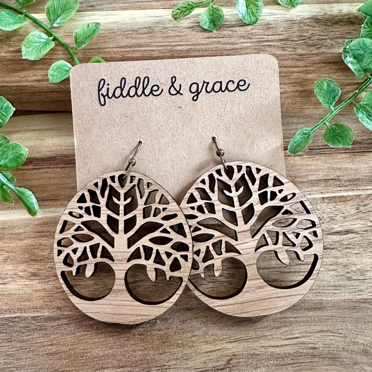 White Tree of Life Circular Earrings