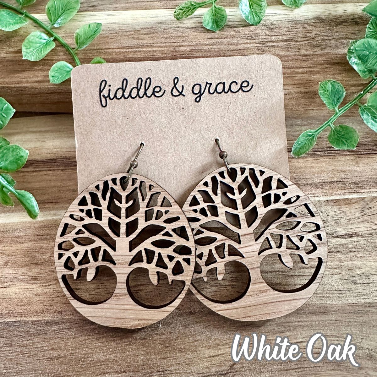 White Tree of Life Circular Earrings view 3