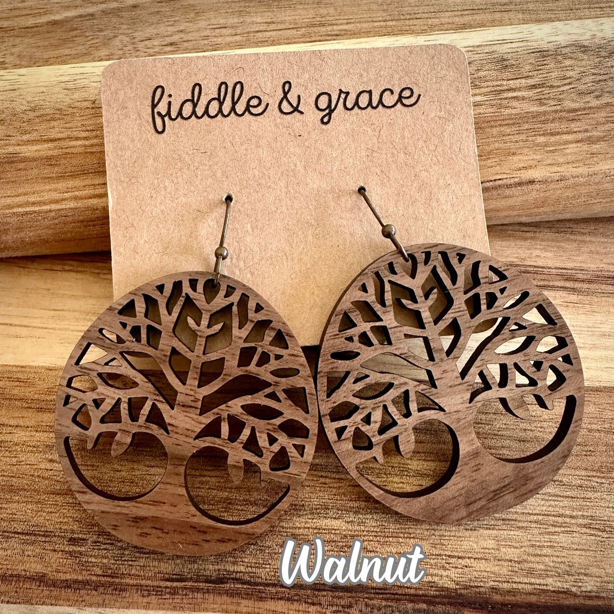 White Tree of Life Circular Earrings view 4